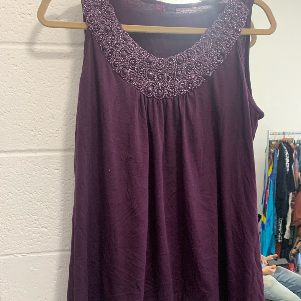 Purple Tank Top Blouse with Gorgeous Detail